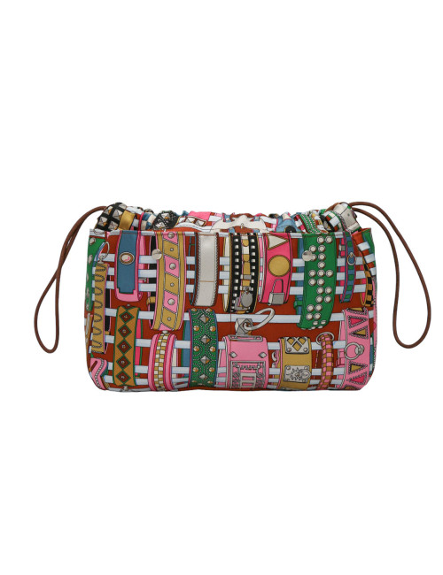 Trousse HERMES Fourbi 25 soie et cuir Berenia