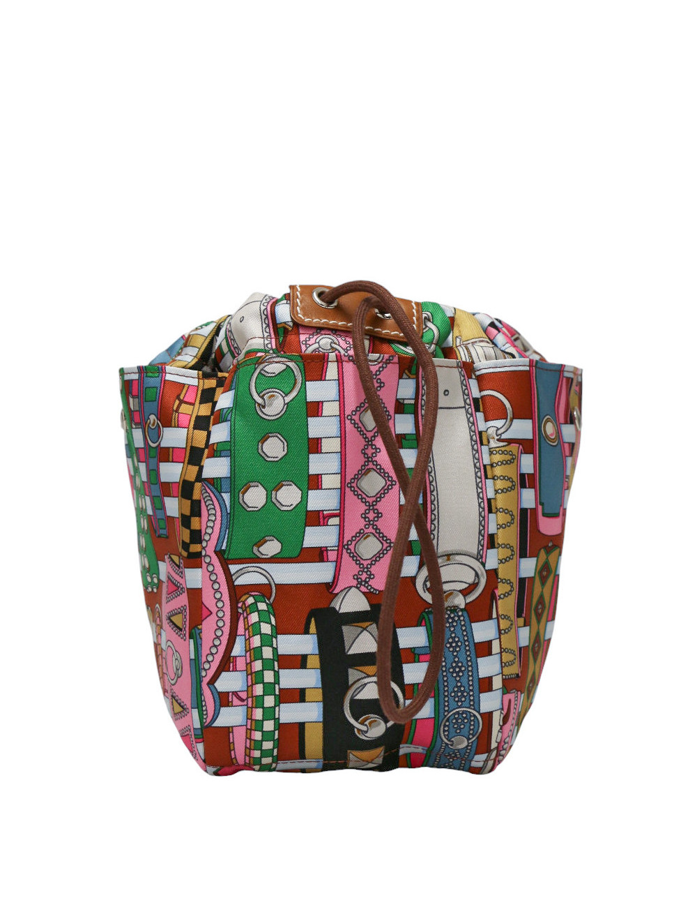 Trousse HERMES Fourbi 25 soie et cuir Berenia