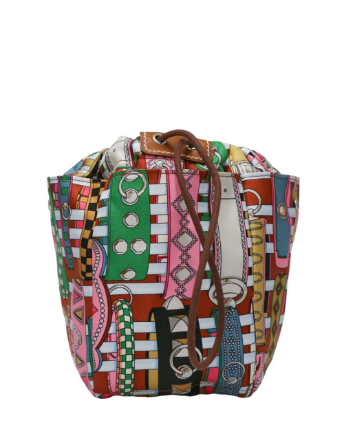 Trousse HERMES Fourbi 25 soie et cuir Berenia