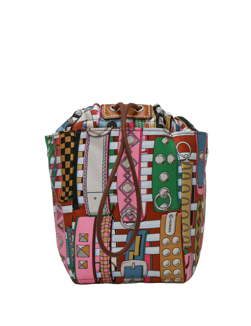 Trousse HERMES Fourbi 25 soie et cuir Berenia