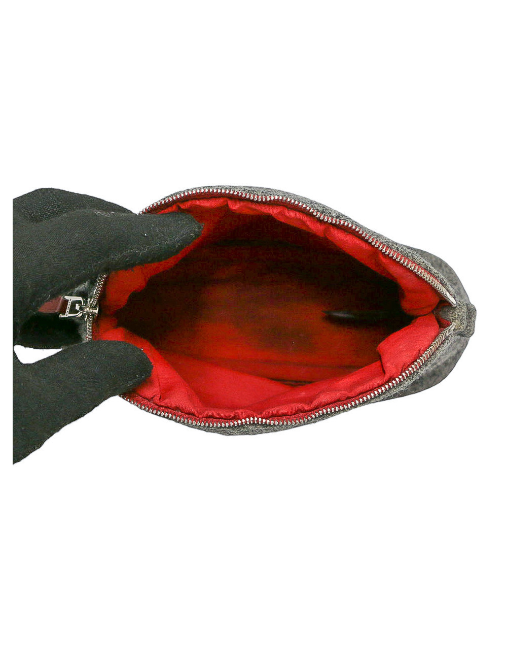 Trousse Bolide HERMES feutre de laine grise