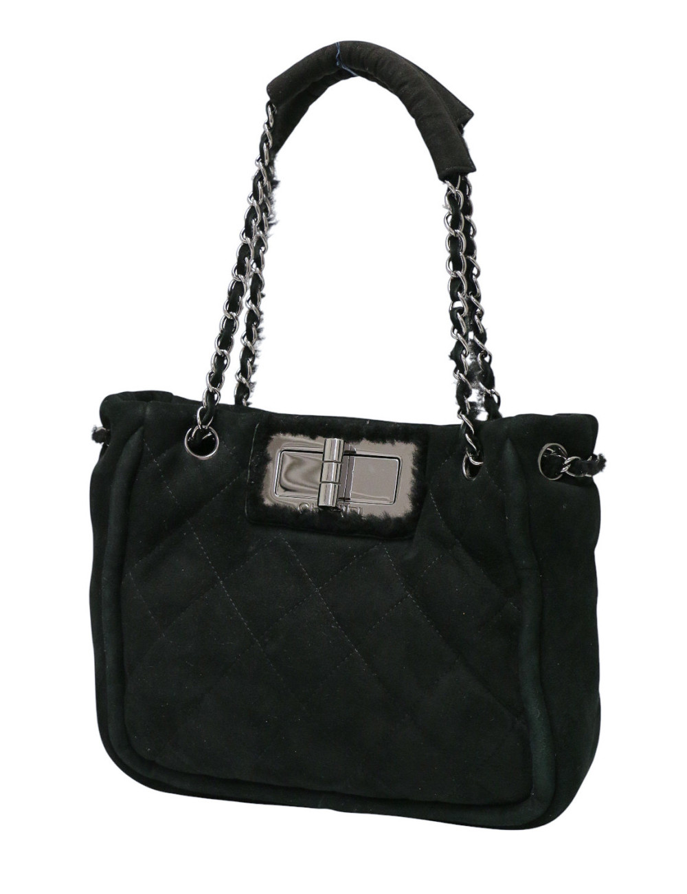 Sac CHANEL peau retournée noir