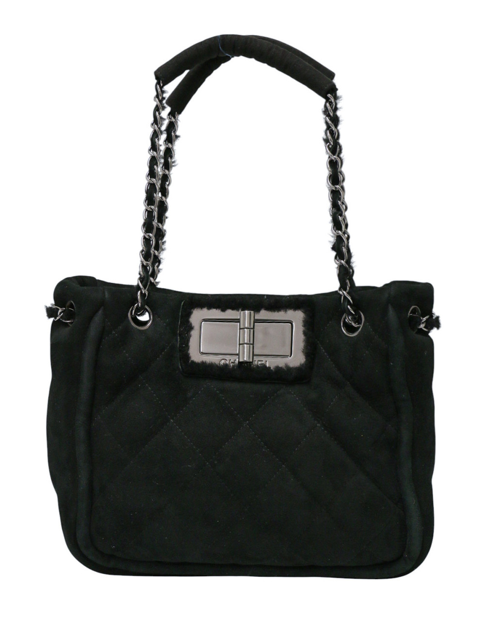 Sac CHANEL peau retournée noir