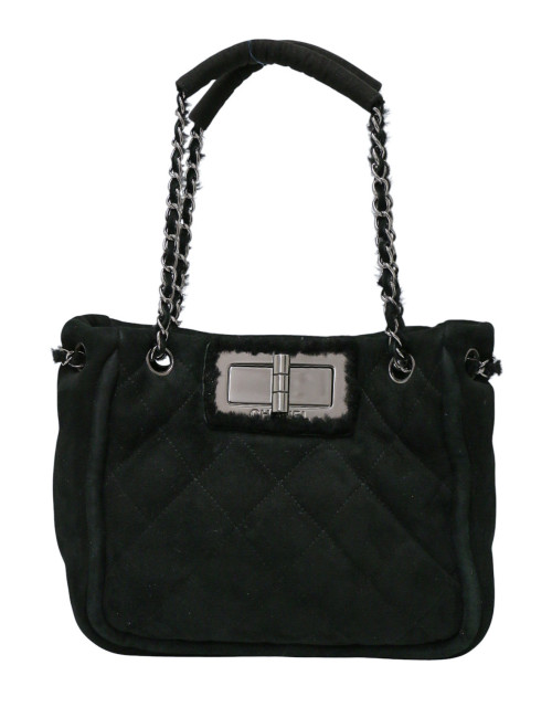 Sac CHANEL peau retournée noir