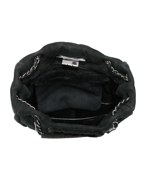 Sac CHANEL peau retournée noir