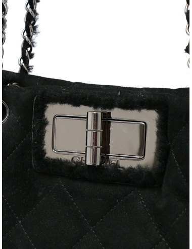 Sac CHANEL peau retournée noir 2