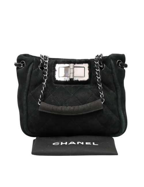 Sac CHANEL peau retournée noir