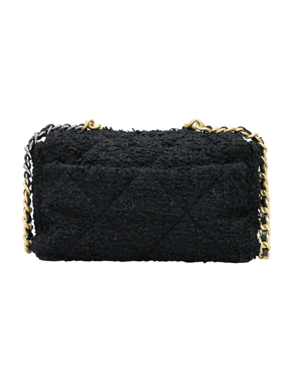 Grand sac 19 CHANEL tweed noir