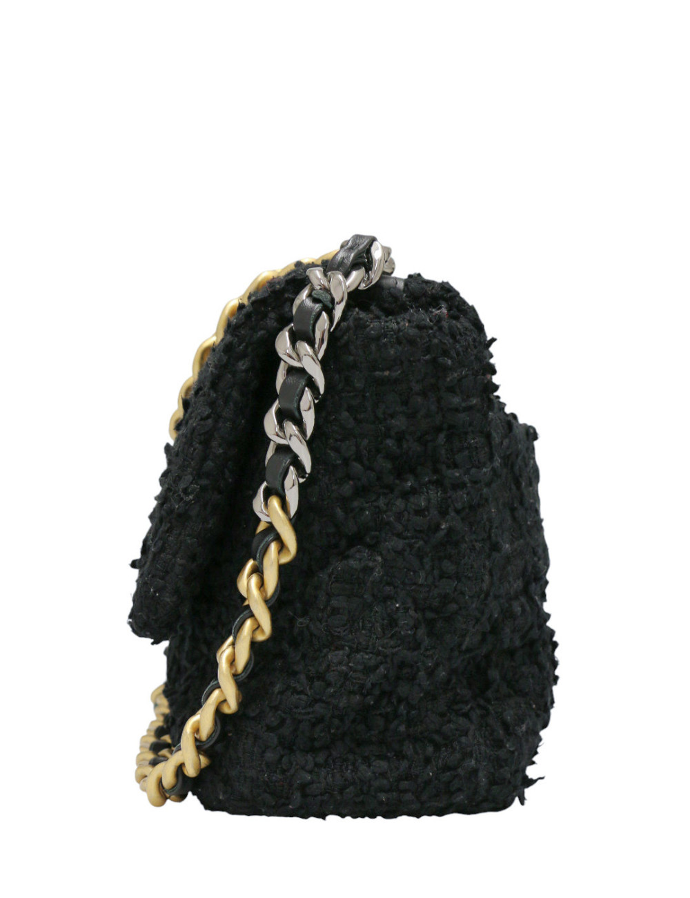 Grand sac 19 CHANEL tweed noir