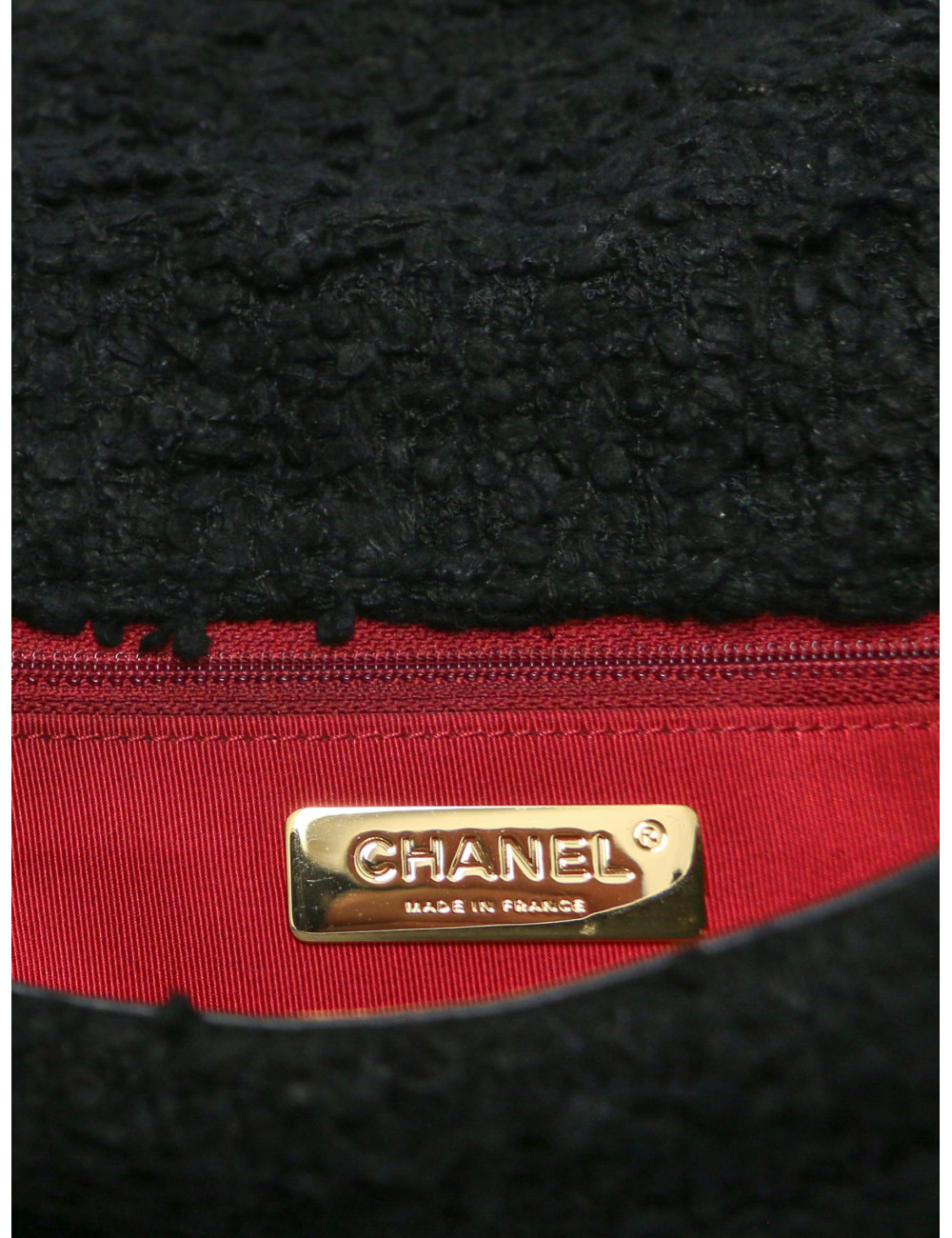 Grand sac 19 CHANEL tweed noir