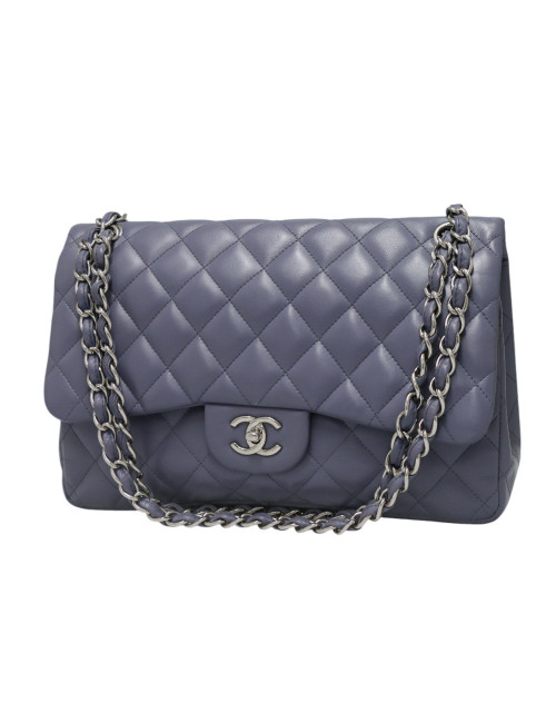 Jumbo CHANEL cuir matelassé parme