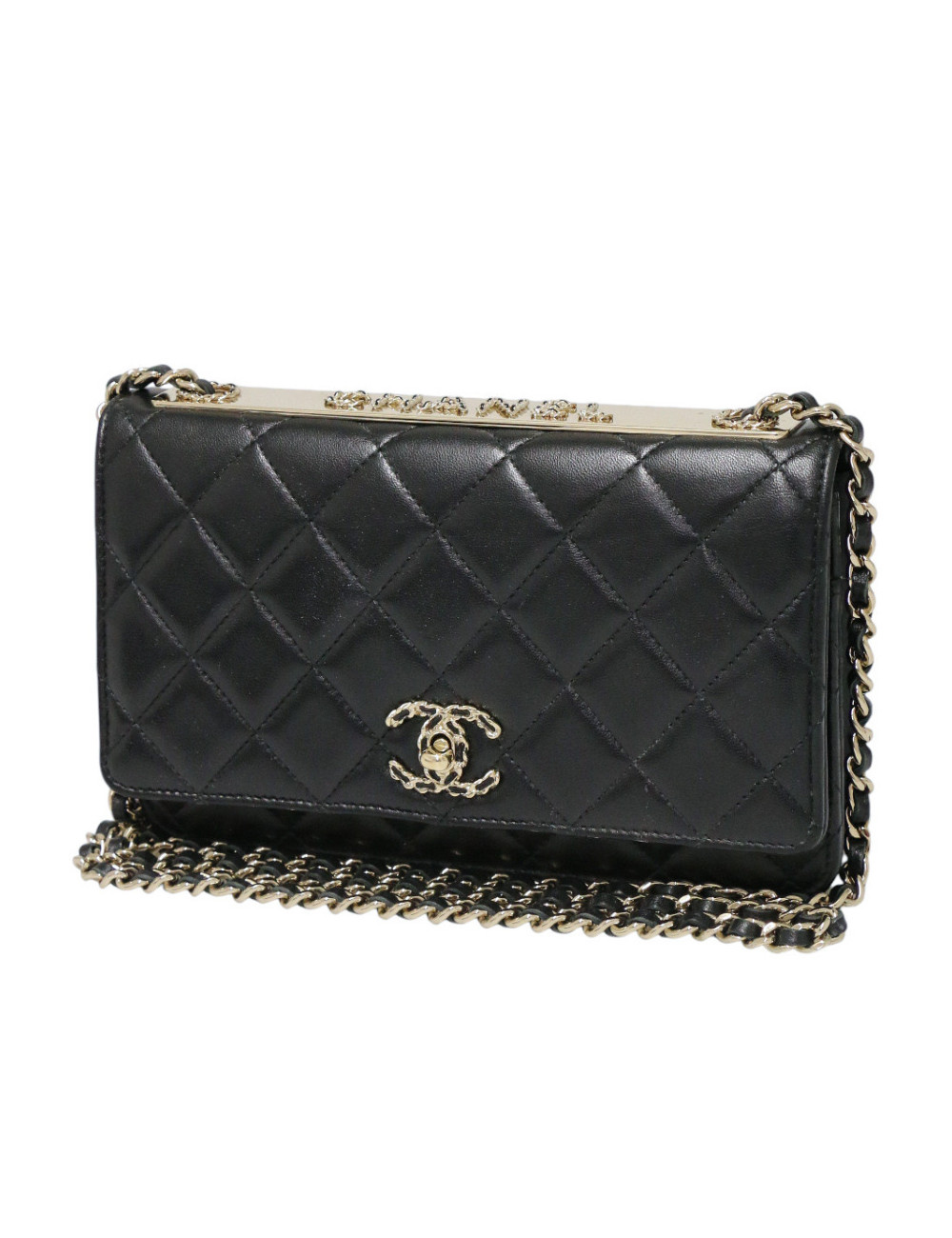 Wallet on chain Chanel noir : occasion certifiée authentique