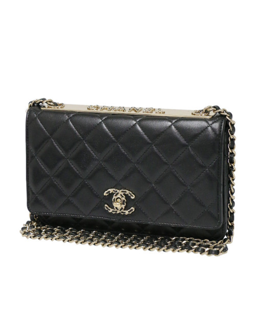Wallet on chain Chanel noir : occasion certifiée authentique