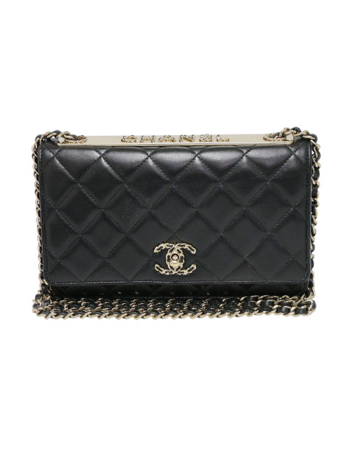 Wallet on chain Chanel noir : occasion certifiée authentique
