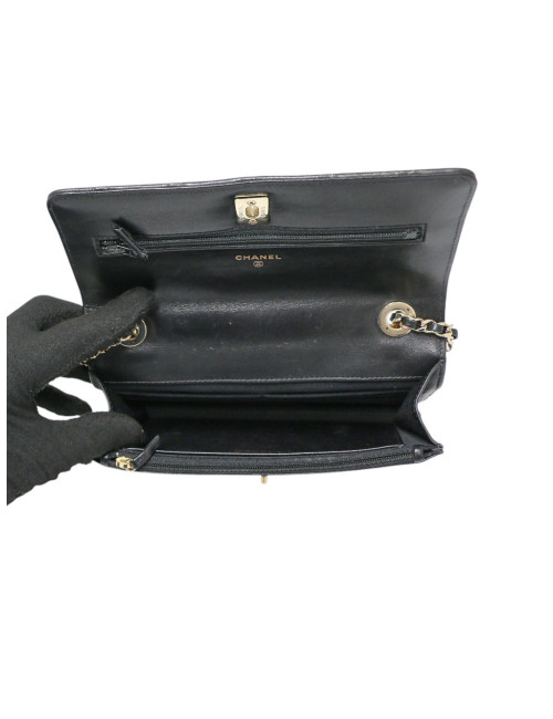 Wallet on chain Chanel noir : occasion certifiée authentique