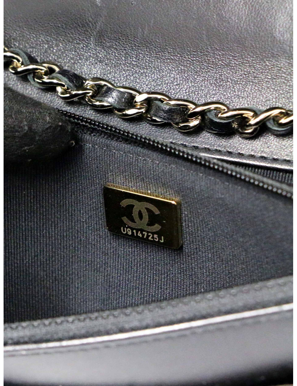 Wallet on chain Chanel noir : occasion certifiée authentique