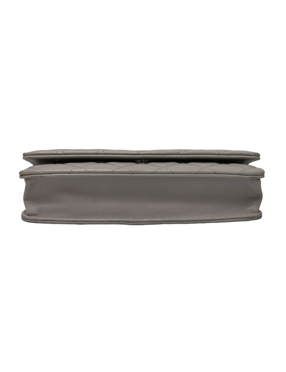 Wallet on chain CHANEL cuir d'agneau gris