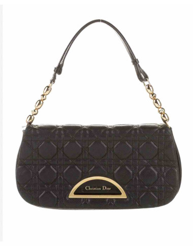 sac Christian Dior cuir d'agneau cannage noir