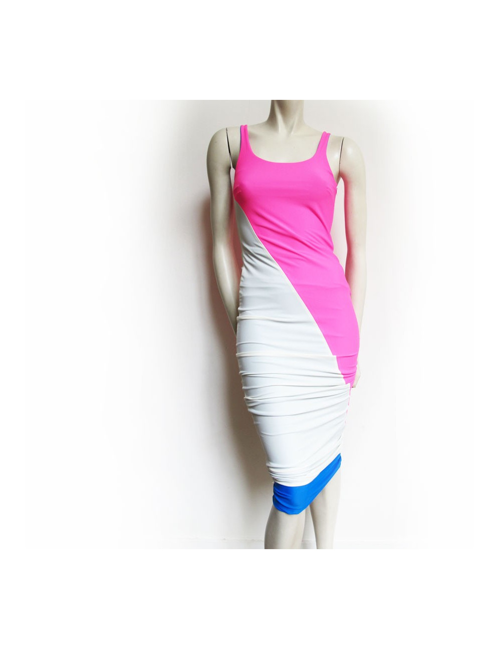 Robe coupe droite stretch FAUSTO PUGLISI tricolore