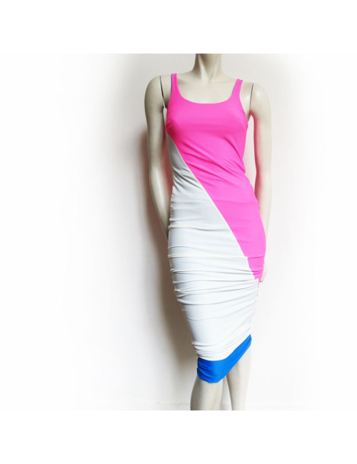 Robe coupe droite stretch FAUSTO PUGLISI tricolore