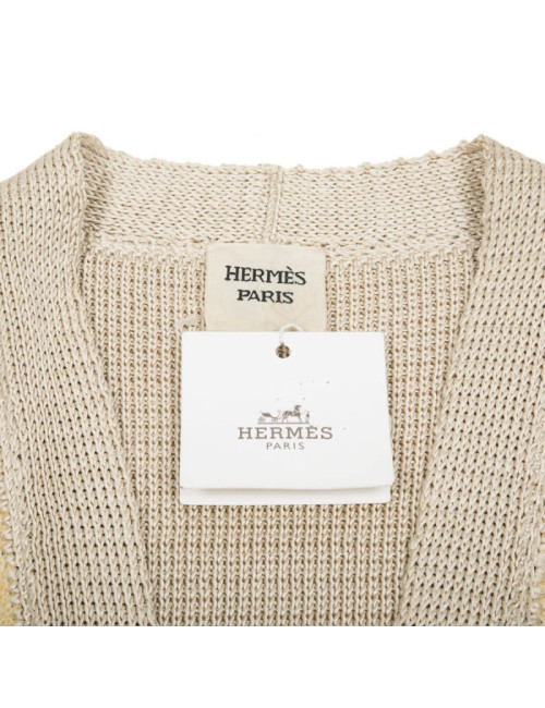 Veste cardigan HERMES T 36 galuchat coquille d'oeuf