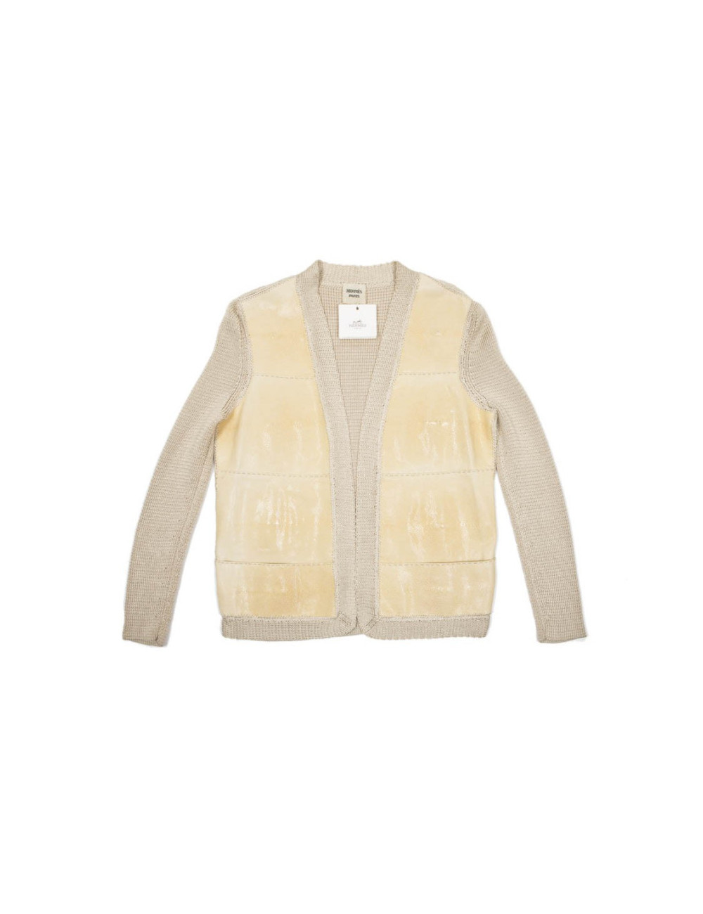 Veste cardigan HERMES T 36 galuchat coquille d'oeuf