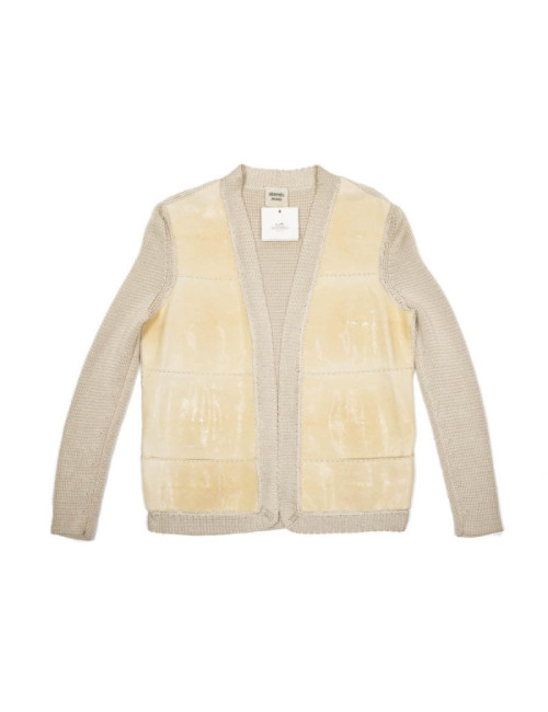 Veste cardigan HERMES T 36 galuchat coquille d'oeuf