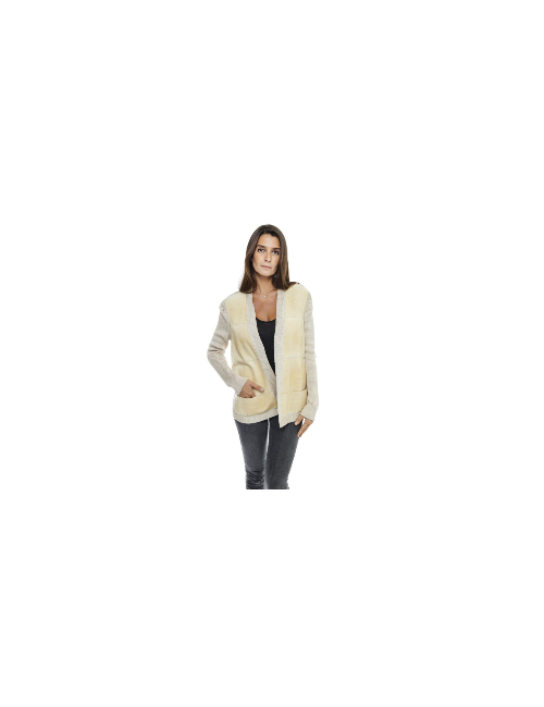 Veste cardigan HERMES T 36 galuchat coquille d'oeuf