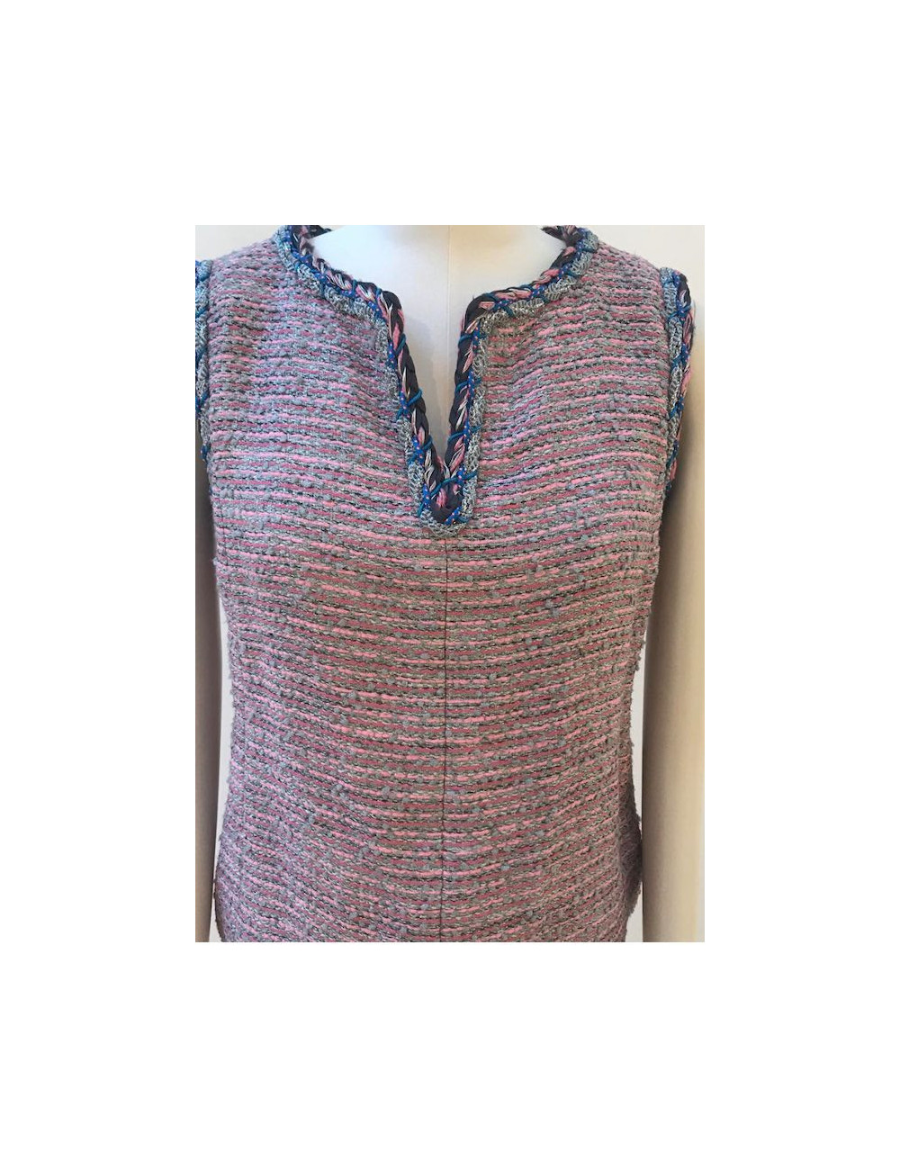 Haut CHANEL tweed rose fils d'argent