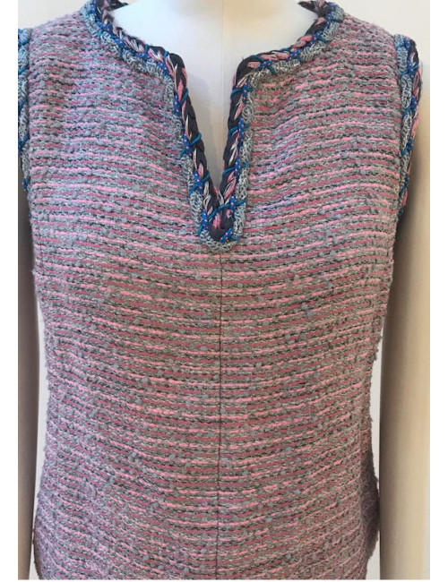 Haut CHANEL tweed rose fils d'argent
