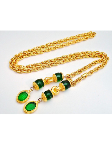 Collier Chanel pâte de verre émeraude