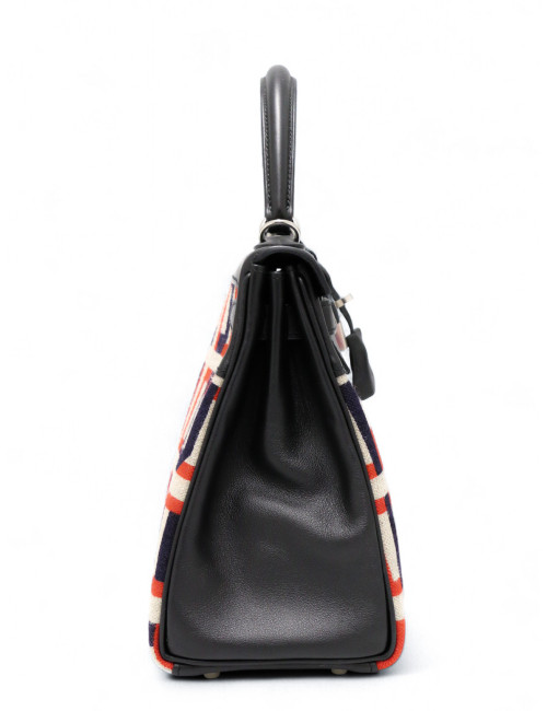 Kelly 28 toile de camp Hermès lettre au carré