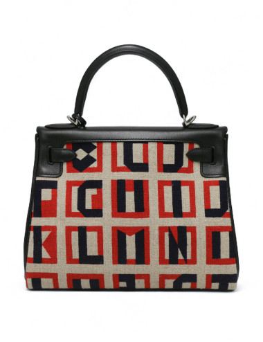 Kelly 28 toile de camp Hermès lettre au carré 2