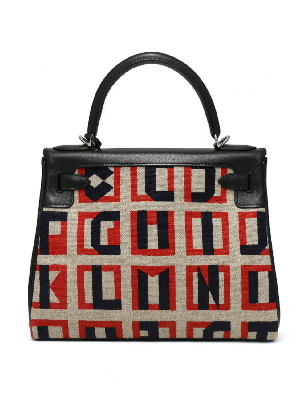 Kelly 28 toile de camp Hermès lettre au carré