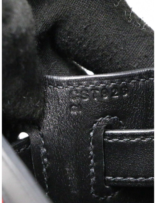 Kelly 28 toile de camp Hermès lettres au carré noir