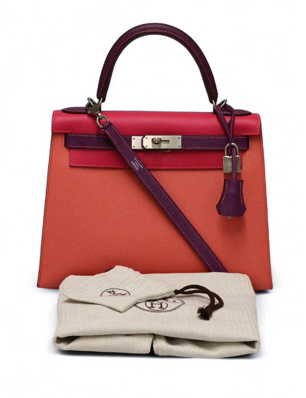 Kelly tricolore 28 Hermès epsom : occasion certifiée authentique
