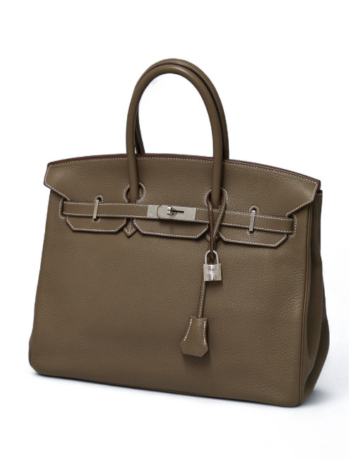 Birkin 35 HERMES Taurillon Clémence Taupe