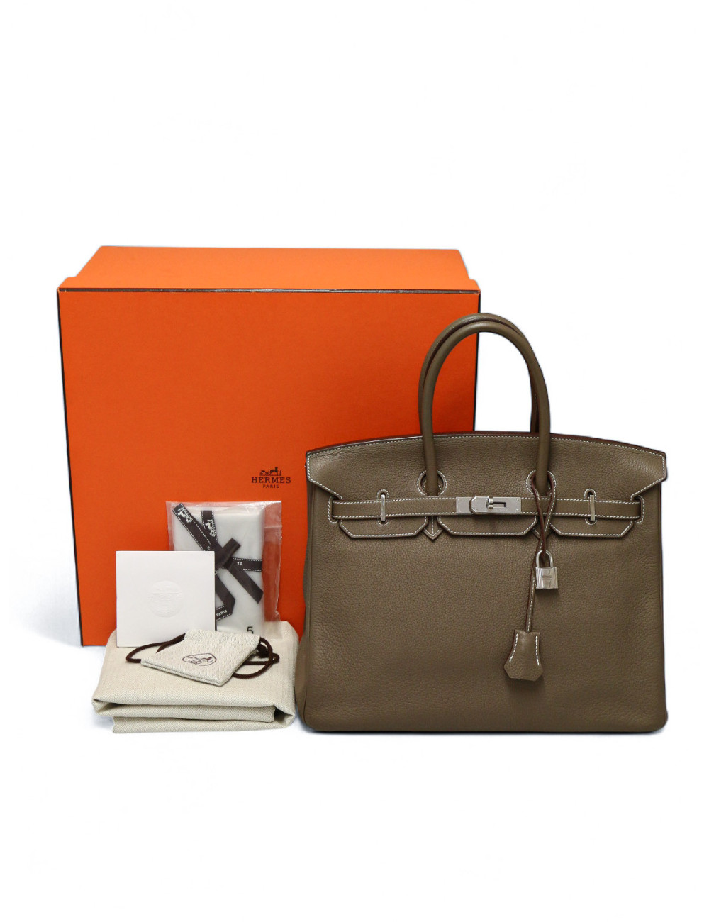 Birkin 35 HERMES étoupe Taurillon Clémence