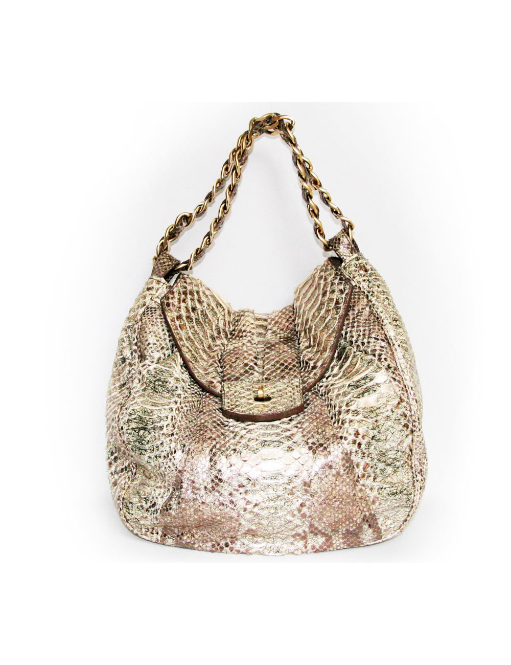 Sac python doré argenté ZAGLIANI