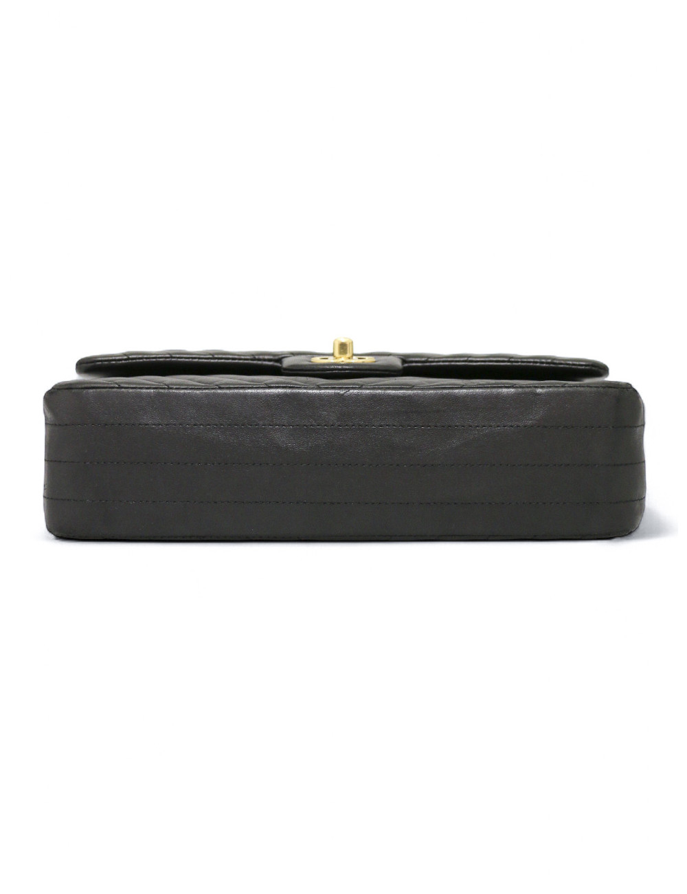 Sac classique double flap Chanel chevrons noir bijouterie dorée