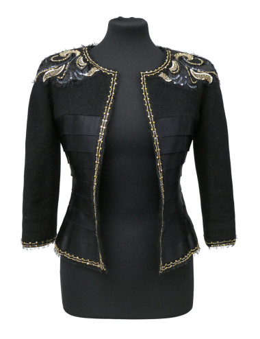 Veste CHANEL Lesage noire tweed satin