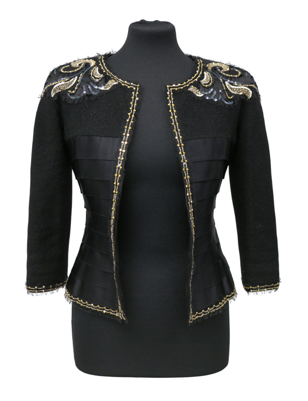 Veste CHANEL Lesage noire tweed satin