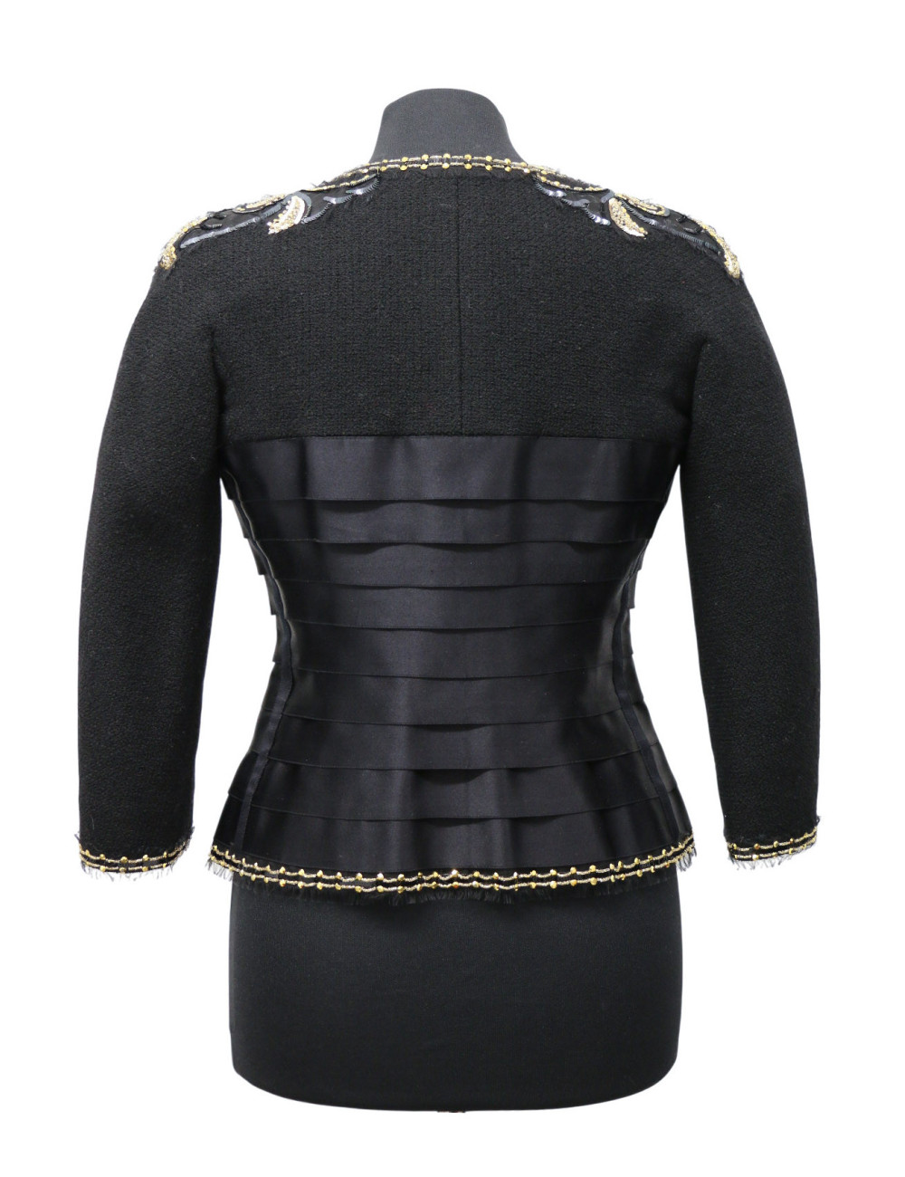 Veste CHANEL Lesage noire tweed satin