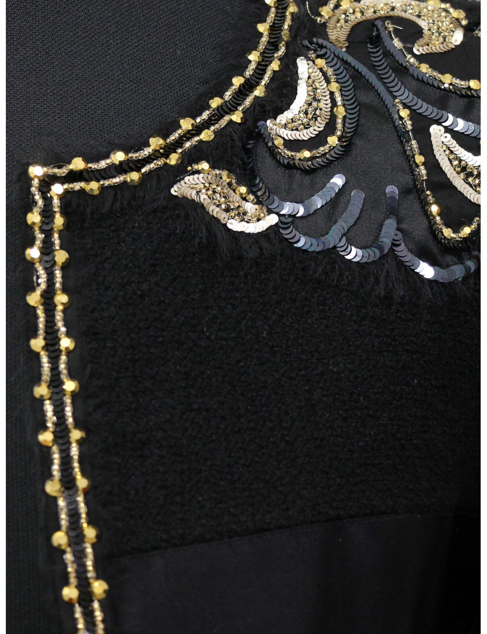 Veste CHANEL Lesage noire tweed satin