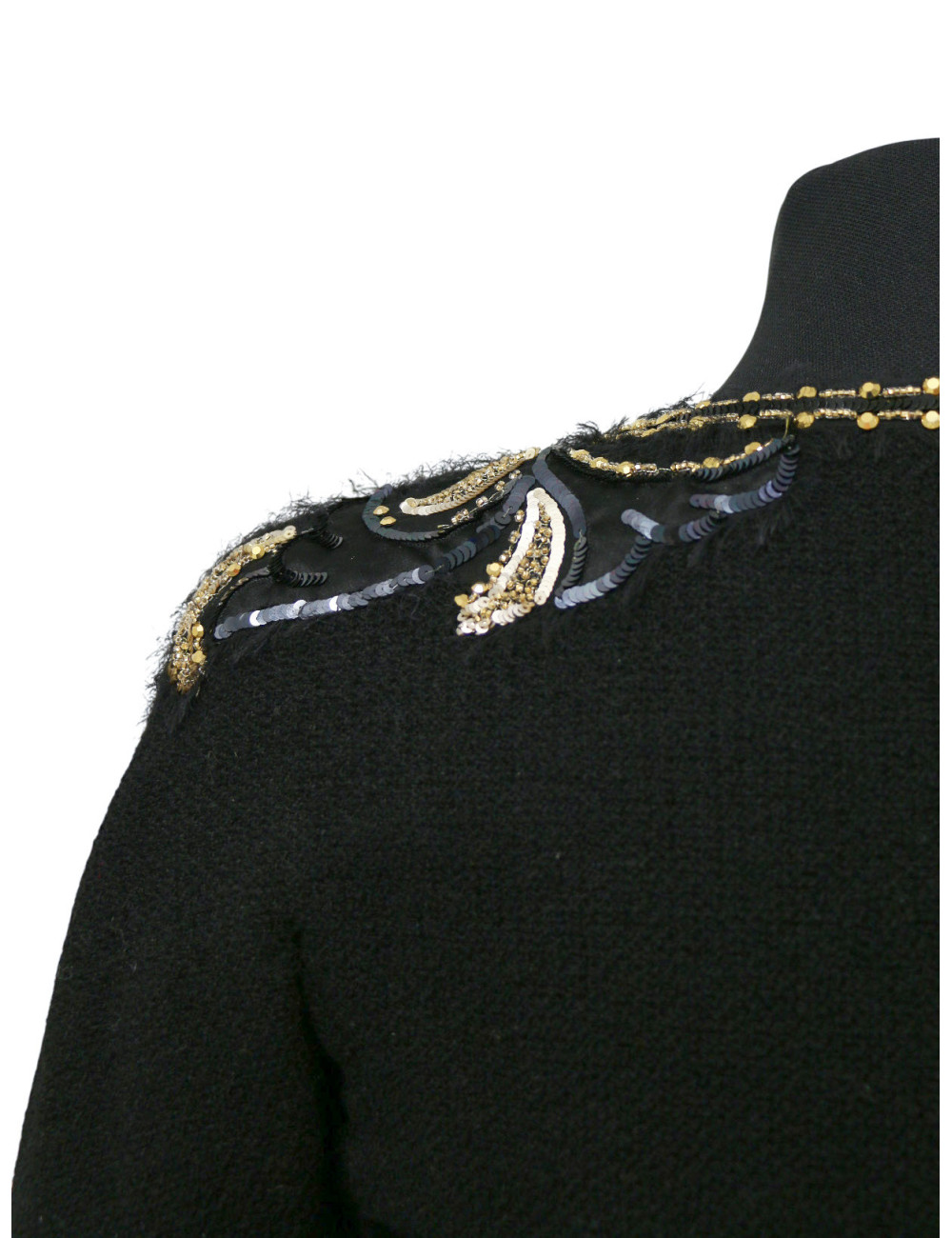 Veste CHANEL Lesage noire tweed satin