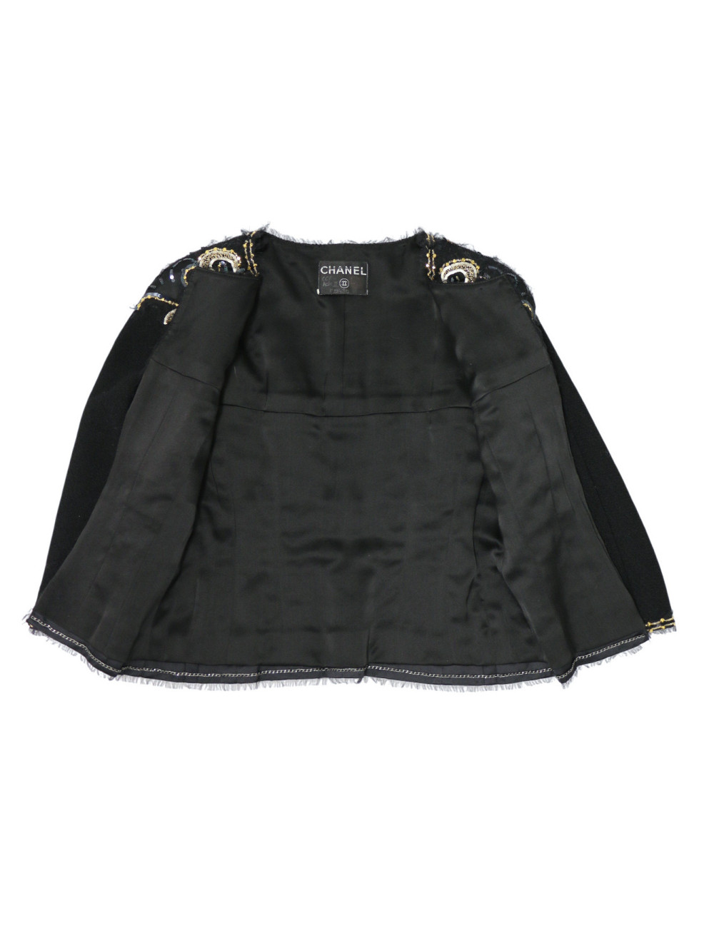 Veste CHANEL Lesage noire tweed satin