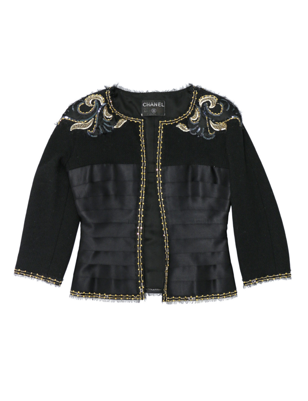 Veste CHANEL Lesage noire tweed satin