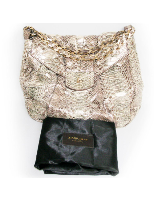 Sac python doré argenté ZAGLIANI