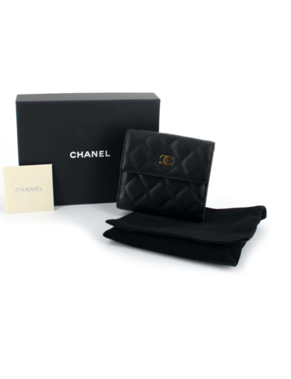 Porte cartes Chanel cuir caviar noir