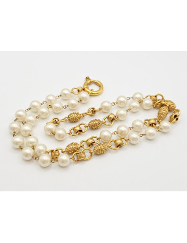 Sautoir à perles et metal doré Chanel
